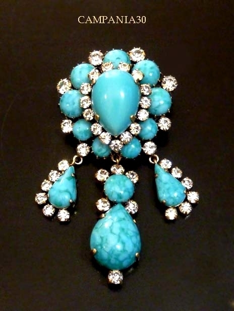 SB1839 - SPILLA  TURCHESE STRASS  ANNI '50 - LE COLLEZIONI  DI CAMPANIA30